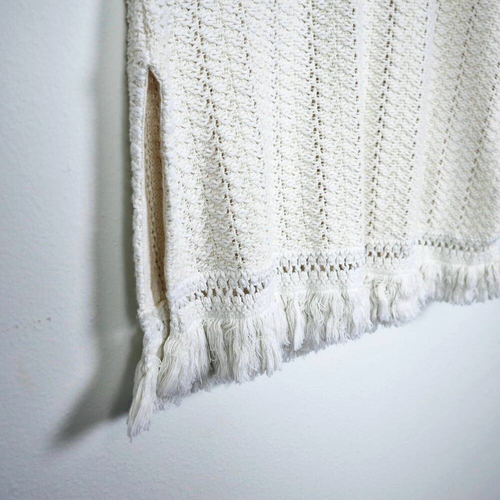 Anthropologie Size S Sleeveless Knit Tunic Fringe Hem Cream - Picture 5 of 12